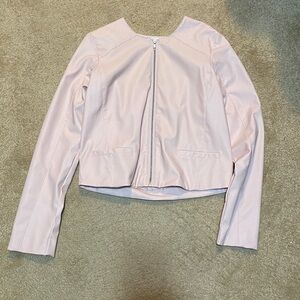 Women's Light Pink Faux Leather Jacket
